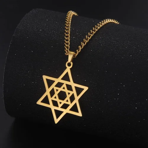 Vista 22 de EUEAVAN Collar con dije de estrella de David contra el mal de ojo de seis puntas con dije de estrella de David, hexagrama demoníaco religioso