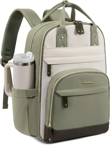 Vista 19 de LOVEVOOK Mochila para mujer, mochila para laptop de 15.6 pulgadas, mochilas escolares, bolsa antirrobo, bolsa antirrobo impermeable, para beige
