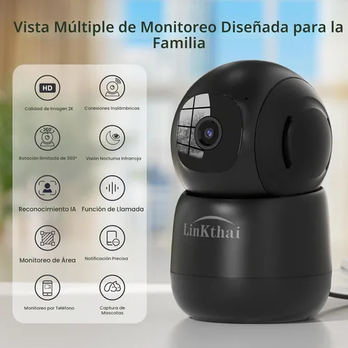 Vista 2 de Cámara de seguridad interior 2K Pet Camera 2.4 GHz Dog Camera Negro 2 Pack