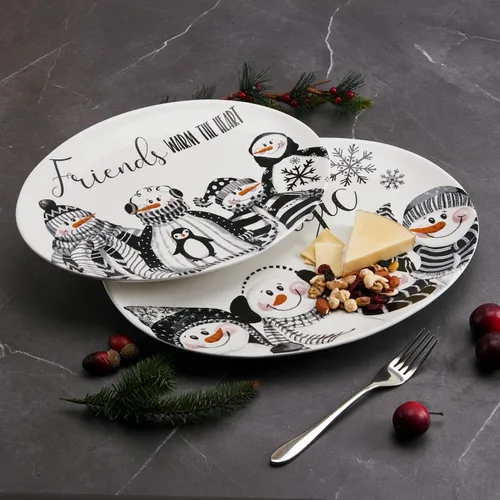 Vista 4 de Fitz & Floyd Fitz and Floyd Snow Days Snowman - Plato para servir, 16 pulgadas, multicolor