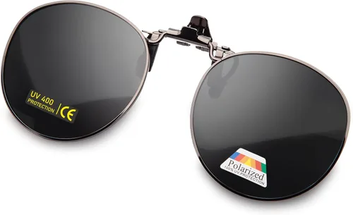 Vista 7 de JO Gafas de sol polarizadas con clip UV400 lentes antirreflejos con marco de metal redondo Azul