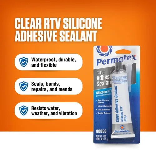 Vista 3 de Permatex 80050 - Sellador adhesivo de silicona RTV transparente, 3 onzas