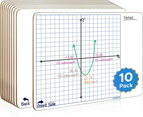 Vista 10 de SCRIBBLEDO XY Axis - Tableros de regazo de gráficos de coordenadas 9x12 para juego de matemáticas en el aula Robust Masonite Hardboard, Reusable