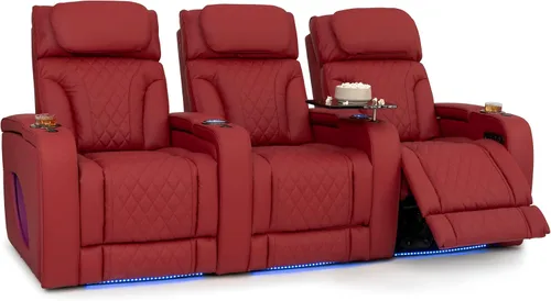Vista 13 de Seatcraft Luminis 365 - Asiento de cine en casa (fila de 2 biplazas), color carmesí