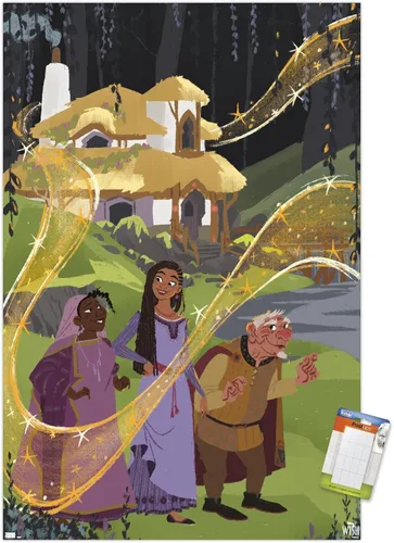 Vista 12 de Trends International Disney Wish - Póster de collage 1 (familiar), 14.72 x 22.37 pulgadas, versión enmarcada de madera de granero