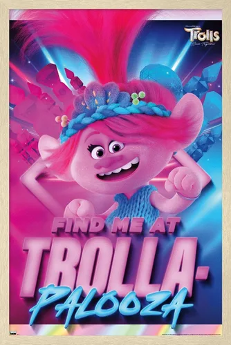 Vista 7 de Trends International Trolls: Band Together - Póster de pared de amapola, 22.4 pulgadas de largo x 14.7 pulgadas, versión enmarcada de madera