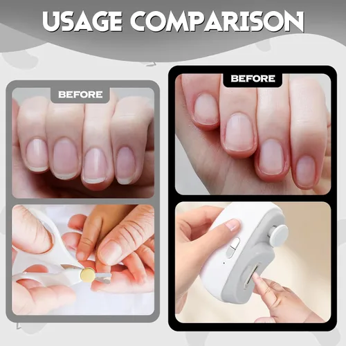 Vista 3 de Cortaúñas eléctrico para personas mayores, 3 en 1, cortaúñas automático eléctrico con luz LED y almacenamiento de clips, recortadora de uñas