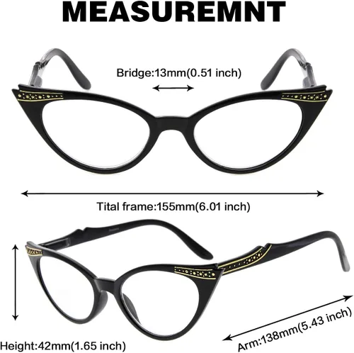 Vista 8 de GUD 3 pares de anteojos de lectura estilo ojo de gato para mujer (negro/tortuga/morado transparente)