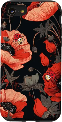 Vista 18 de Poppy Flower Ladybug Red & Black Pattern Case for iPhone 17