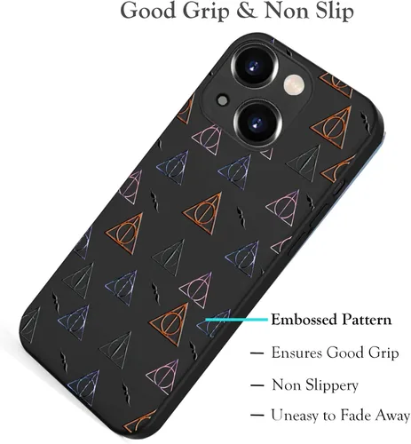 Vista 3 de Unov Funda diseñada para iPhone 13, funda negra con [patrón antideslizante en relieve], protección delgada a prueba de golpes [TPU antiarañazos]