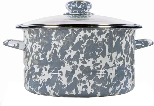 Vista 8 de Golden Rabbit Esmalte - Patrón de remolino negro - Olla de 6 cuartos de galón 6 quart