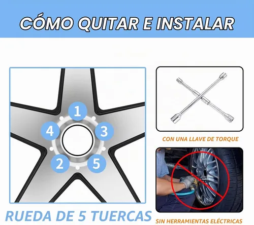 Vista 7 de 20 Piezas Picos Antirrobo Extendidos Sintonizador Rueda/Llantas Tuerca de Orejeta M12X1.5+Llave (Negro)