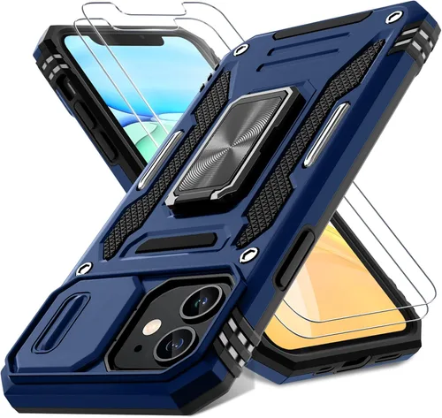 Vista 17 de DEERLAMN Funda para iPhone Air de 6.5 pulgadas con cubierta deslizante para cámara + protector de pantalla (2 paquetes), soporte de anillo giratorio