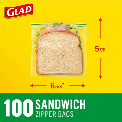 Vista 5 de Bolsas de almacenamiento de alimentos Glad, bolsa con cremallera, 100