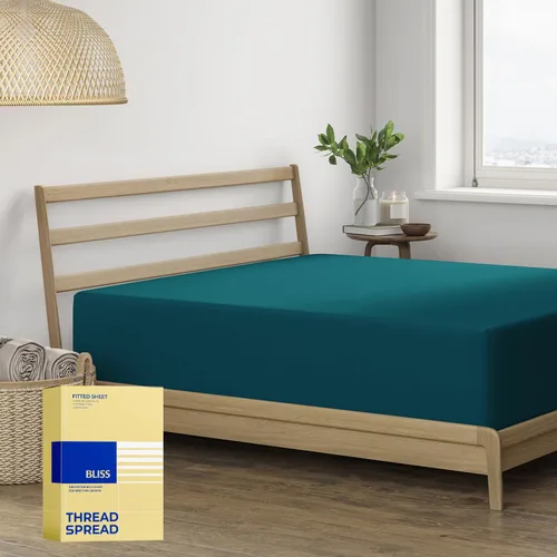 Vista 12 de THREAD SPREAD Sábana bajera ajustable 100% algodón egipcio tamaño individual - 600 hilos de densidad bolsillo profundo de 16 pulgadas, sábana bajera