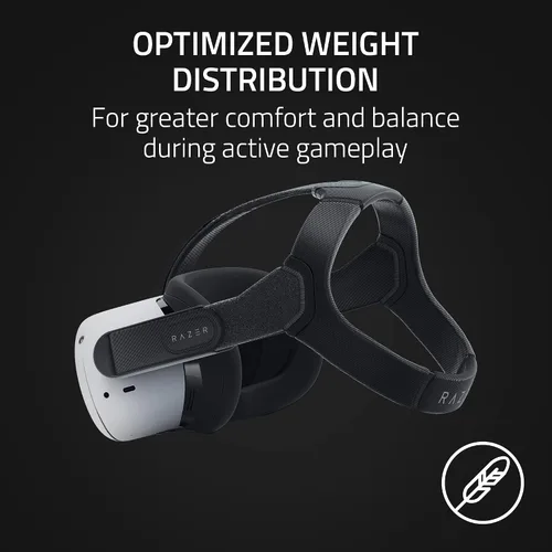 Vista 6 de Razer Adjustable VR Head Strap System for Meta Quest 2 Designed for All Head Shapes - High-Performance Nylon Material - Soft, Adjustable Straps