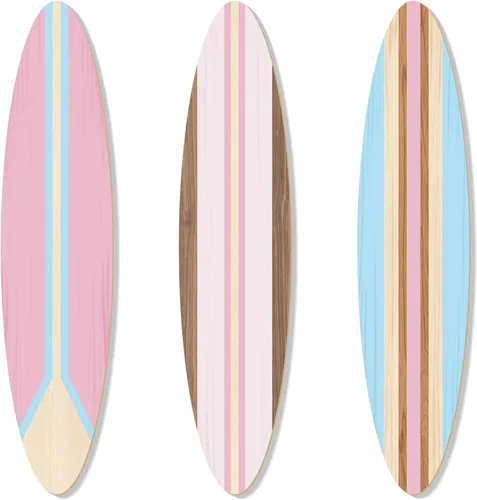 Vista 9 de Zzbakress 3 piezas de decoración de pared de tabla de surf de madera para colgar en la pared, decoración de habitación temática de playa, decoración
