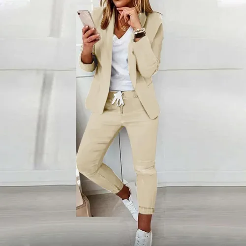 Vista 5 de Women's 2024 Soft Two Piece Outfits Blazers Jacket and Short Pants Double Breasted Business Work Casual Suit Sets