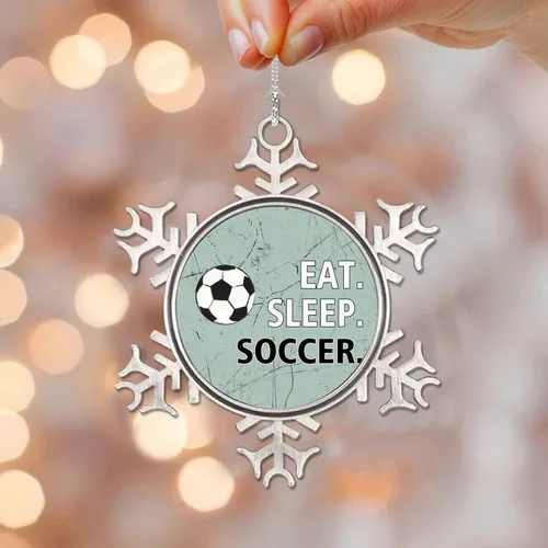 Vista 5 de Adornos de metal con diseño de copo de nieve para fanáticos de los deportes, talla única, adorno de Navidad, recuerdo de recuerdo para decoración