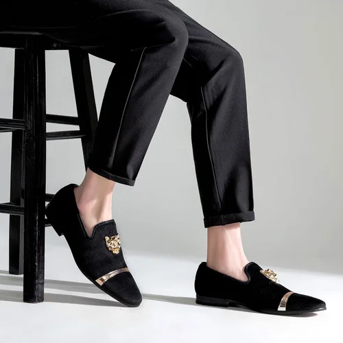 Vista 7 de Jousen Mocasines de terciopelo para hombre, zapatos de vestir, suaves, vintage, de lujo, para boda, fiesta, baile de graduación para hombres