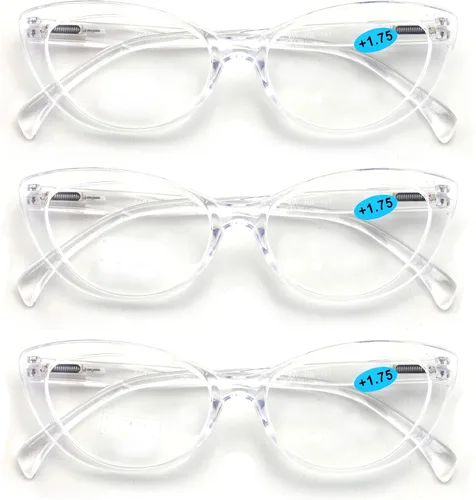 Vista 5 de 3 pares de gafas de lectura para mujer, diseño floral, translúcido, transparente, transparente, para lectura