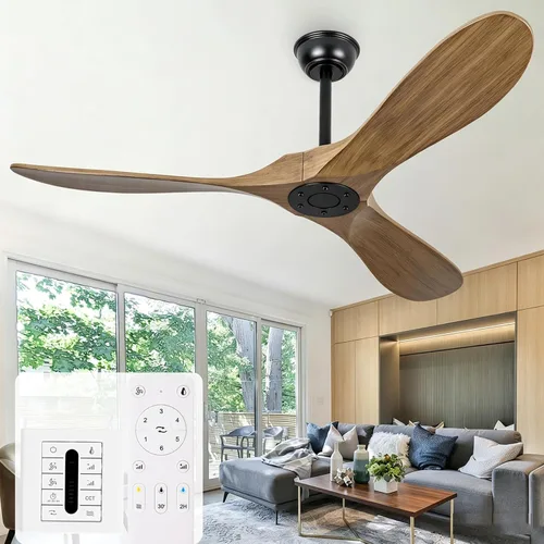 Vista 17 de Ventilador de techo negro de 36 pulgadas sin luces, pequeños ventiladores de techo de madera sin luces con control remoto, 3 aspas, hélice
