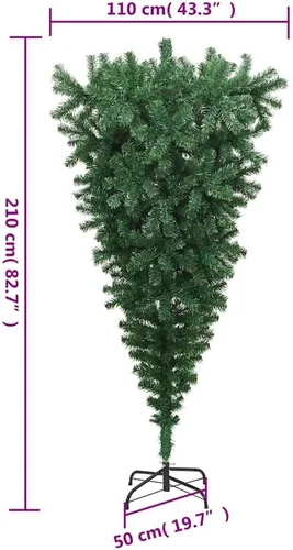 Vista 7 de Upside-Down Artificial Christmas Tree with Stand, Green PVC Tree with Adjustable Branches, Lifelike 7 Ft Centerpiece for Holiday Decor