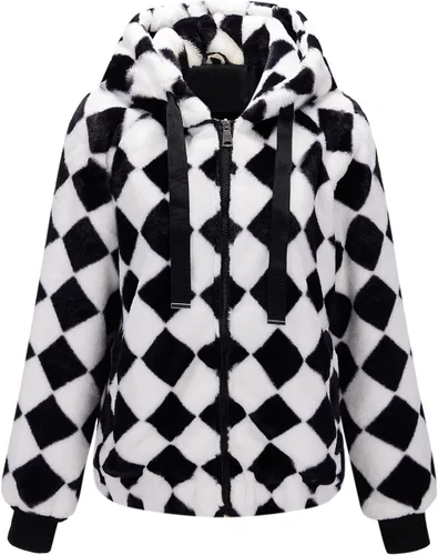 Vista 9 de Bellivera Abrigo de piel sintética para mujer con forro de oveja peluda, chaqueta de forro polar esponjosa y capucha con forro de sherpa Beige