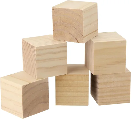 Vista 6 de PINGEUI 70 cubos de madera de 2 x 2 x 2 pulgadas, bloques de madera sin terminar, pequeños bloques cuadrados de madera maciza para proyectos