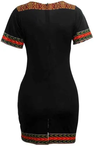 Vista 4 de Vestido de verano bohemio con cuello en V para mujer, estilo étnico, estampado africano
