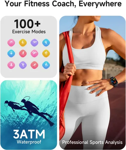 Vista 4 de Woneligo Reloj inteligente para mujer, responder/hacer llamadas, Alexa integrado, pantalla táctil de 1.85 pulgadas, rastreador de actividad física