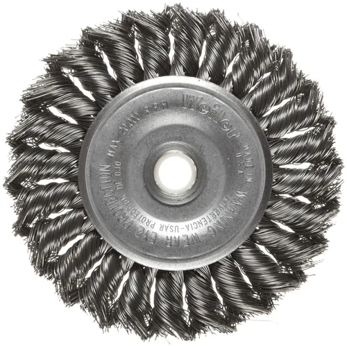 Vista 9 de Weiler Dualife cepillo para polvo de rueda de alambre estándar con agujero redondo y nudo parcial, 4", 1