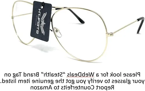 Vista 3 de WebDeals – Gafas de aviador con lentes transparentes tipo espejo y marco metálico estilo retro