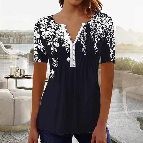 Vista 2 de Blusa casual para mujer, talla grande, para trabajo, oficina, trabajo, verano, cuello en V, blusa