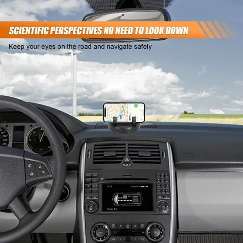 Vista 6 de Soporte para teléfono de coche, soporte giratorio ajustable de 360° para salpicadero con placa de estacionamiento, soporte autoadhesivo
