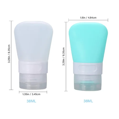 Vista 7 de 2 botellas de viaje de silicona, recipientes de viaje recargables a prueba de fugas de 1.3 onzas con bolsa de transporte transparente, botellas