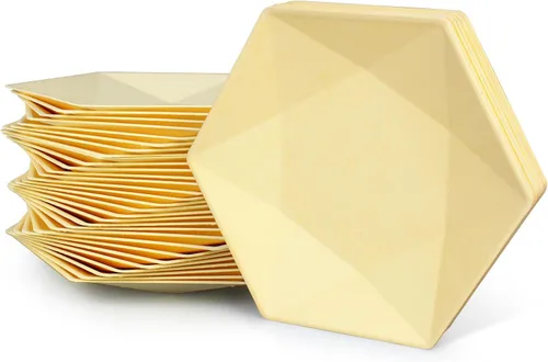Vista 16 de Paquete de 30 platos de papel desechables de 8 pulgadas, platos de papel hexagonal azul, platos de postre 100% biodegradables para bodas