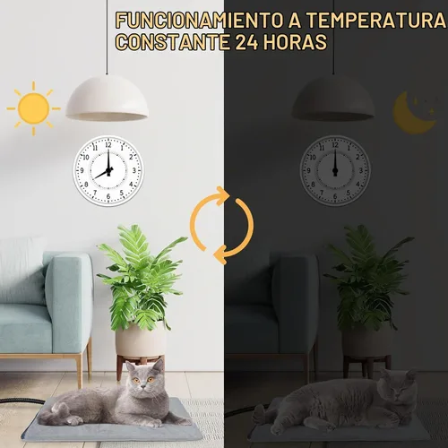 Vista 3 de Almohadilla térmica para mascotas para gatos y perros pequeños, cama climatizada para gatos, control automático de temperatura, almohadillas