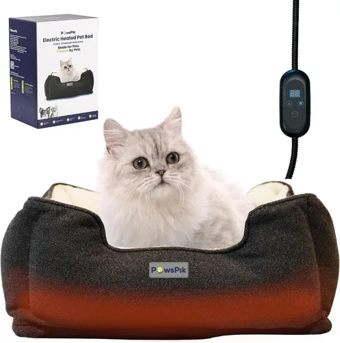 Vista 9 de PAWSPIK Cama térmica para gatos, cama térmica para perros en interiores, calentador eléctrico de cama para mascotas para gatos y perros (gris ceniza)