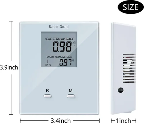 Vista 4 de Detector de radón doméstico, medidor de radón portátil, monitor de radón doméstico Elifecity a largo y corto plazo, alimentado por batería, fácil
