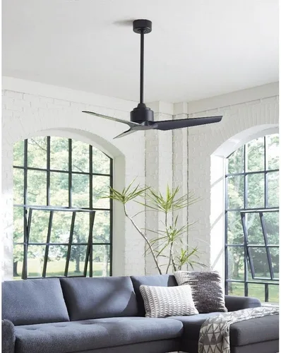 Vista 5 de Fanimation TriAire Custom 48 In Ceiling Fan, Black, Black Blades Light kit sold separately. Damp rated for indoor/outdoor use. Remote included.