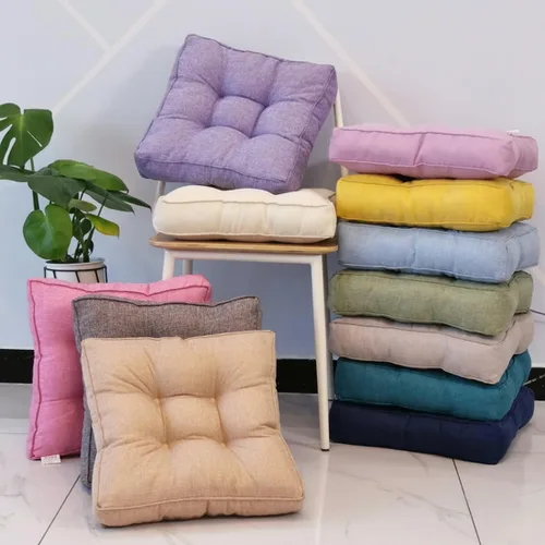 Vista 5 de Cojín cuadrado sólido de 16 pulgadas para silla, estilo tatami, cojín antideslizante y grueso, tapete suave para silla de oficina, cocina, comedor