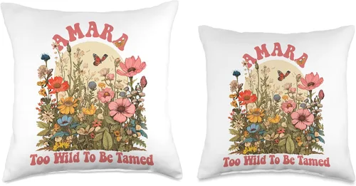 Vista 3 de Wildflower Gift For Women Gift For AMARA Cute Retro Girls Wildflower Amara Name Throw Pillow, 16x16, Multicolor