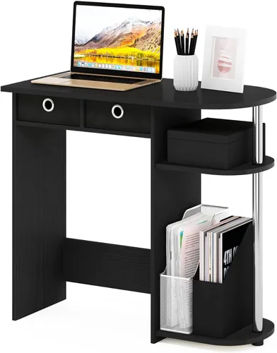 Vista 20 de Furinno Simplistic - Escritorio rústico para computadora de 31 pulgadas, escritorio de oficina pequeño, escritorio rectangular de oficina en casa