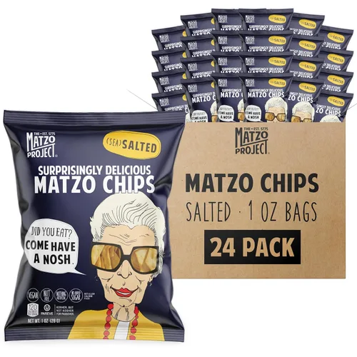 Vista 8 de The Matzo Project Chips de matzo crujientes, todo sabor, vegano, sin nueces, paquete de 24 bocadillos a granel, 1 onza cada uno, envueltos