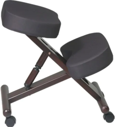 Vista 7 de Office Star KC Series - Rodillera ajustable de diseño ergonómico con acolchado de espuma viscoelástica y ruedas, base de madera con acabado espresso
