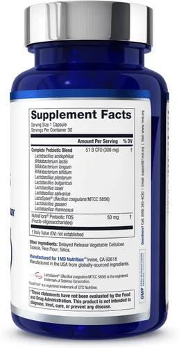 Vista 8 de 1MD Nutrition Probióticos completos Platino, con prebióticos y probióticos para la salud digestiva, suplemento probiótico para mujeres y hombres