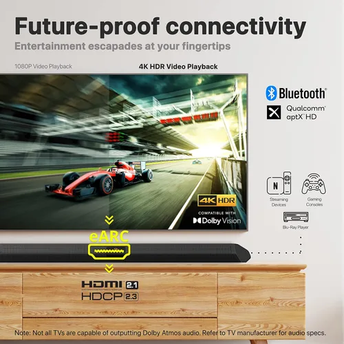 Vista 8 de Shockwafe 9.2.4 Dolby Atmos/DTSX Surround Soundbar Sys-Dual 10" Subs*1300W