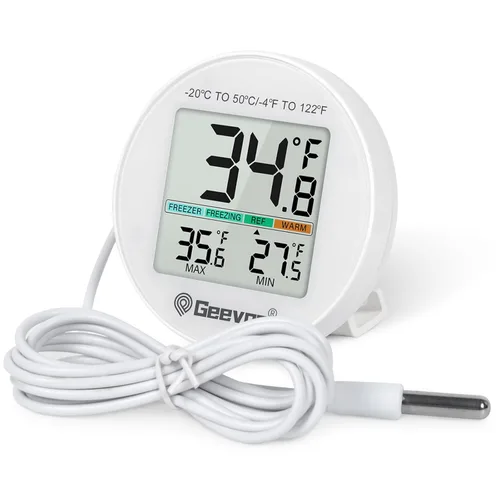 Vista 11 de Geevon Termómetro Digital Pequeño para Refrigerador Paquete de 2, IP65 Impermeable Uso Comercial y Doméstico, Función de Registro Máx/Mín