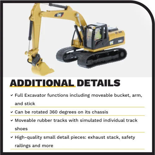 Vista 5 de 1:87 Caterpillar 320D L Excavadora hidráulica con múltiples herramientas de trabajo (cubo de limpieza, garra, martillo y procesador múltiple)